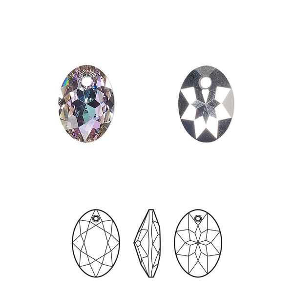 Drop 48pk crystal vitrail light P, Swarovski® 11.5mm pendant elliptic cut 6438 image number 0