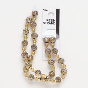 Bead, resin, gold and yellow, 10x7.5mm textured rondelle and 5.5x5mm faceted rondelle. Sold per 15-1/2 inch strand.