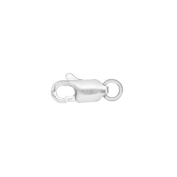 Clasp, lobster claw, sterling silver, 13x6mm with jump ring. Sold per pkg of 10. image number 0