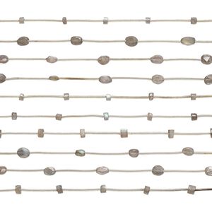 Labradorite 1pkg10, hand-cut faceted puffed heishi / oval bead natural 6 inch 5x3mm / 7x5mm