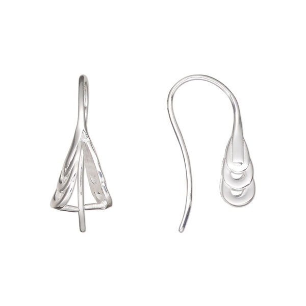 Ear wire 1pkg2 sterling silver, 23mm / perpendicular ice-pick bail / 7mm grip length, 19 gauge 1 pair image number 0