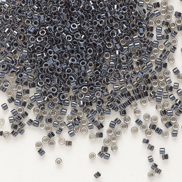 Seed bead, Delica®, glass, pkg/7.5g, #11 round, translucent charcoal-lined luster crystal clear (DB-0925). image number 0