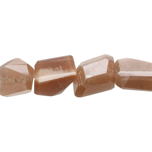 Peach moonstone 1pkg1, hand-cut faceted nugget bead natural B grade, 10 inch small image number 0