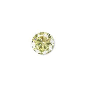 Drop, cubic zirconia, peridot green, 12mm hand-faceted round, Mohs hardness 8-1/2. Sold per pkg of 2.