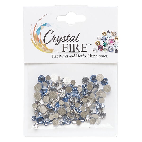 Flat back mix 1pkg144 crystal and light sapphire, Crystal FIRE&reg;, 3.0-4.8mm round SS12 / SS16 / SS20 image number 0