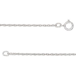 Chain 1pkg1 sterling silver rope, 1mm triple / mixed clasp, Gossamer™ 16 inch