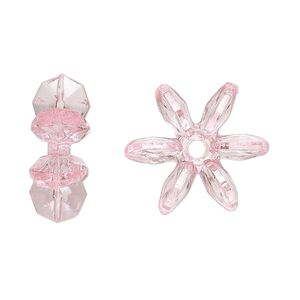 Bead, acrylic, transparent light pink, 18x7mm paddle wheel. Sold per pkg of 250.