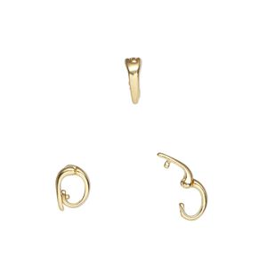 Bail, gold-plated brass, 7.5x5.5mm hinged, 4mm grip length. Sold per pkg of 4.