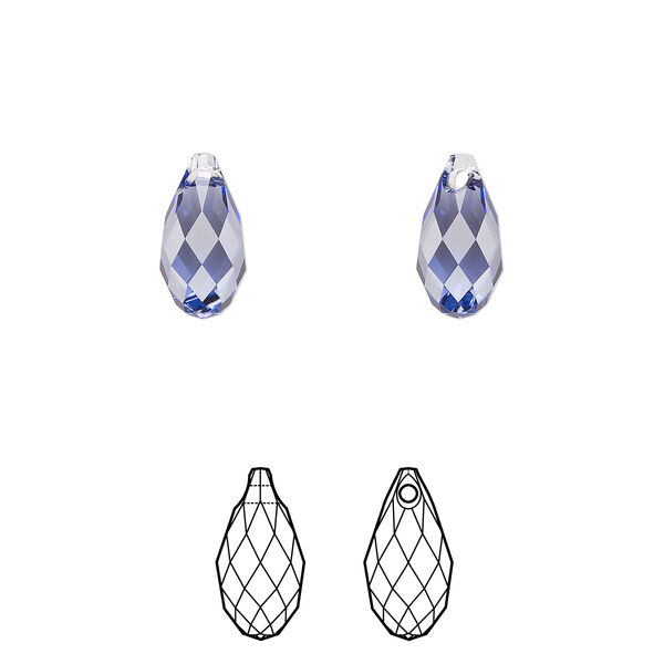 Briolette 2pk tanzanite, Crystal Passions® 11x5.5mm pendant drop 6010 image number 0