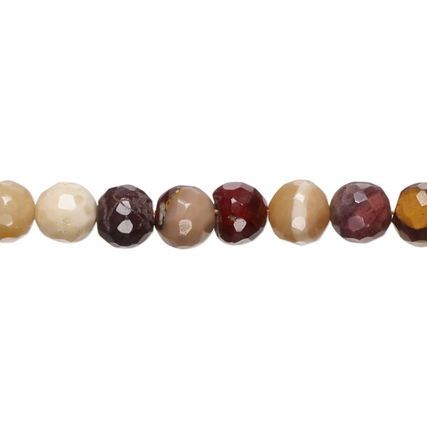 Moukaite jasper 1pkg1, hand-cut faceted round bead natural B grade, 8 inch 6-7mm image number 0