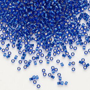 Seed bead, Delica®, glass, pkg/50g, #11 round, transparent silver-lined cobalt (DB-0047).