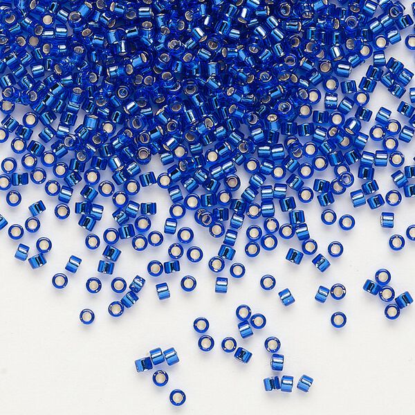 Seed bead, Delica®, glass, pkg/50g, #11 round, transparent silver-lined cobalt (DB-0047). image number 0