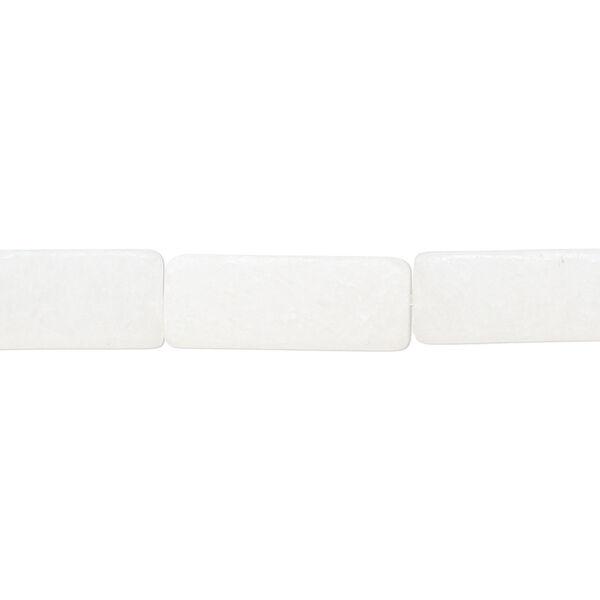 Bead, white mountain "jade" (dolomite marble) (natural), 17x6mm-18x7mm square tube, C grade, Mohs hardness 3. Sold per 15" to 16" strand. image number 0