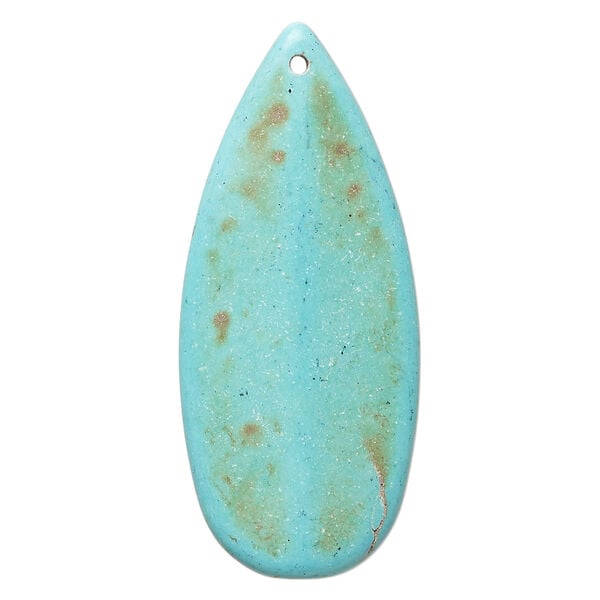"Magnesite" / resin 1pkg1, teardrop focal teal / brown 52x23mm image number 1