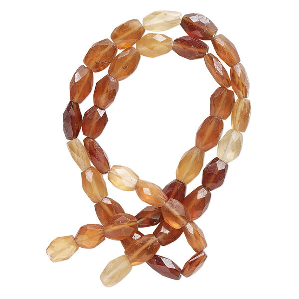 Bead, hessonite garnet (natural), 8x5mm-10x7mm hand-cut faceted puffed oval, B grade, Mohs hardness 7 to 7-1/2. Sold per 13-inch strand. image number 0