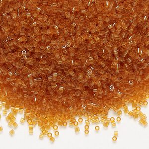 Seed bead, Delica®, glass, pkg/50g, #15 round, transparent topaz (DBS-1101).