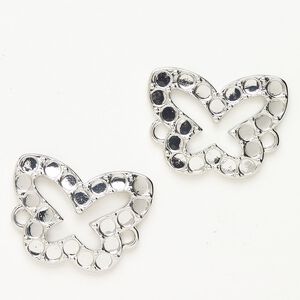 Link "pewter" (zinc-based alloy) 1pkg2 29x21mm open butterfly, antique silver finish