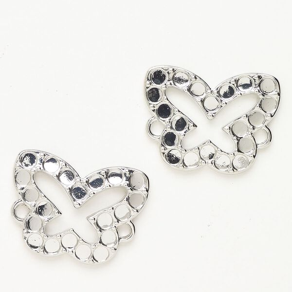 Link "pewter" (zinc-based alloy) 1pkg2 29x21mm open butterfly, antique silver finish image number 0