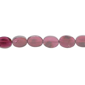 Rhodolite garnet 1pkg1, hand-cut flat oval bead 15.5-16 inch 7x5mm-8x6mm