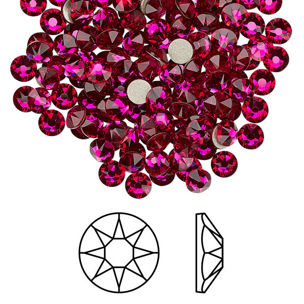 Flat back 144pk ruby foil back, Crystal Passions® 3.8-4mm rose round SS16 2088 image number 0