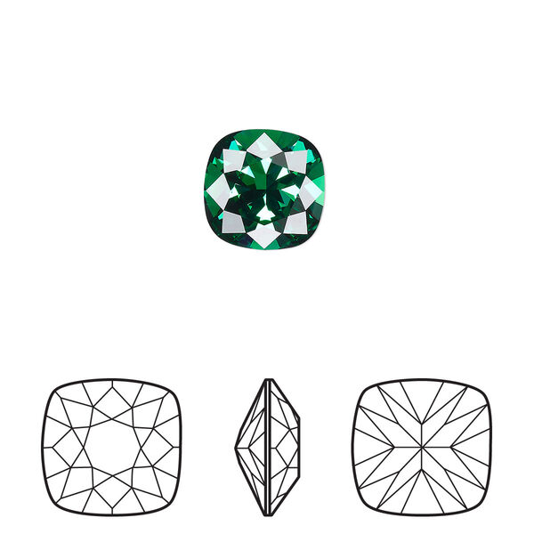 Fancy stone 144pk majestic green foil back, Swarovski® 10mm cushion 4470 image number 0