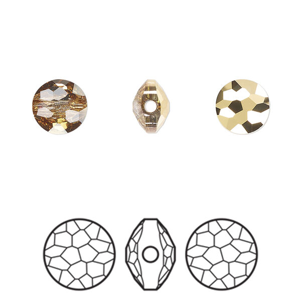 Bead 1pkg4 crystal aurum, Crystal Passions® 8mm puffed round 5034 image number 0