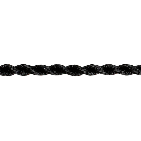 Necklace cord, satin-finished nylon, black, 3mm smooth twist, 18 inches. Sold per pkg of 2. image number 0