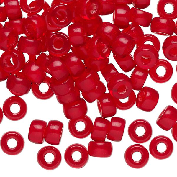 Bead, Czech pressed glass, translucent red, 6x4mm crow. Sold per 1-ounce pkg, approximately 135 beads. image number 0