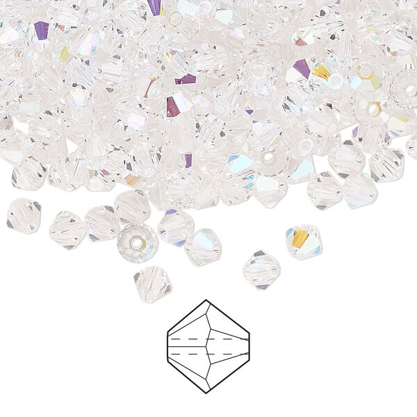 Bead 720pk crystal glitter, Preciosa Czech crystal 4mm bicone image number 0