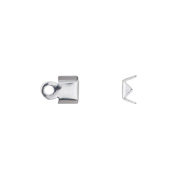 Cord end, fold-over, sterling silver-filled, 6x5mm, 4mm inside diameter. Sold per pkg of 4. image number 0