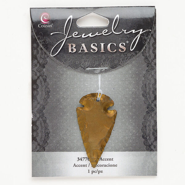 Agate 1pkg1, hand-knapped top-drilled arrowhead focal B grade, 36x19mm-48x25mm image number 0