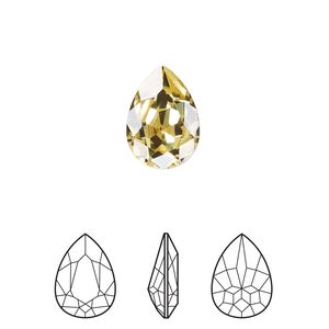 Fancy stone 1pkg144 dark jonquil foil back, Swarovski® ReCreated™ 14x10mm pear 4320