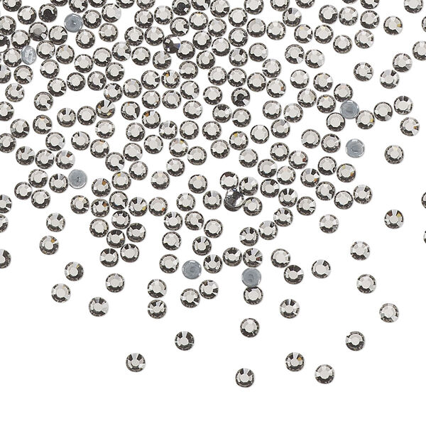 Flat back, Dance With Me™ crystal hotfix rhinestone, black diamond, foil back, 1.9-2.1mm rose, SS6. Sold per pkg of 144 (1 gross). image number 0