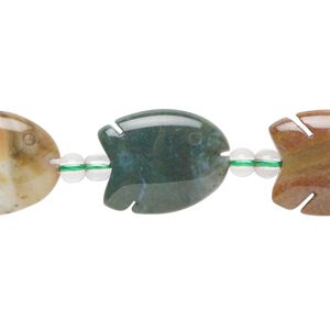 Ocean jasper 1pkg1, fish bead natural 15.5-16 inch 20x15mm
