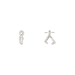Bail, JBB Findings, ice-pick, antiqued sterling silver, 5x2mm fancy leaf, 3mm grip length. Sold per pkg of 2.