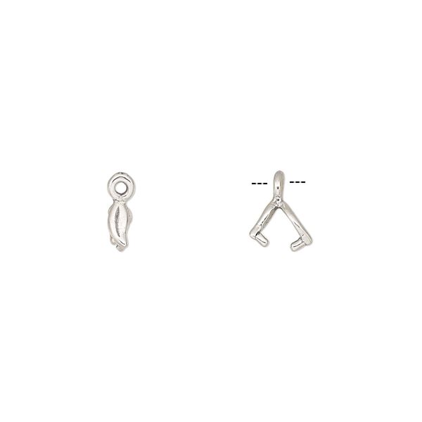 Bail, JBB Findings, ice-pick, antiqued sterling silver, 5x2mm fancy leaf, 3mm grip length. Sold per pkg of 2. image number 0