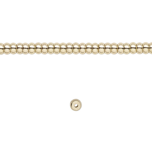Bead, brass, 3x2mm rondelle. Sold per 8-inch strand. image number 0
