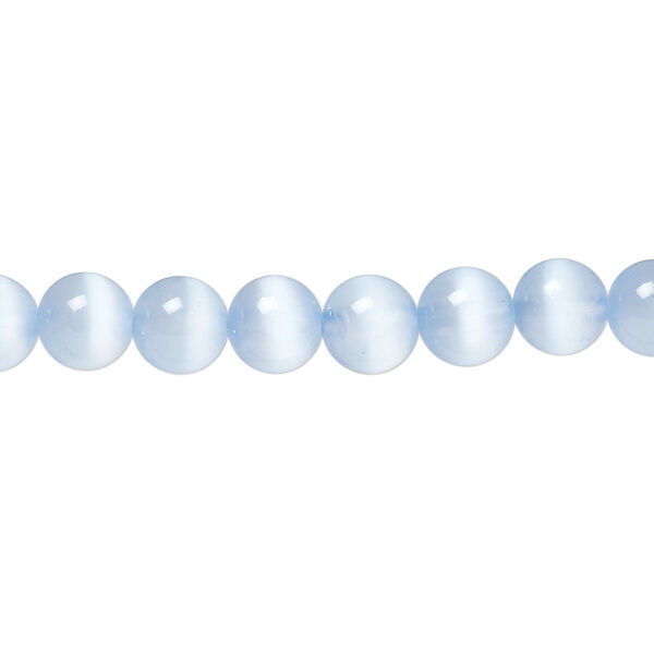 Bead, selenite (dyed / coated), pkg/16 inches, 6mm round, B+ grade, blue. image number 0