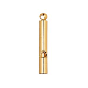 Focal, gold-finished brass, 30x4mm round tube whistle. Sold per pkg of 2.