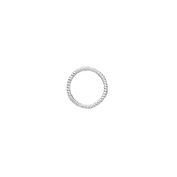 Jump ring, sterling silver, 11mm soldered twisted round, 9mm inside diameter, 18 gauge. Sold per pkg of 2. image number 0