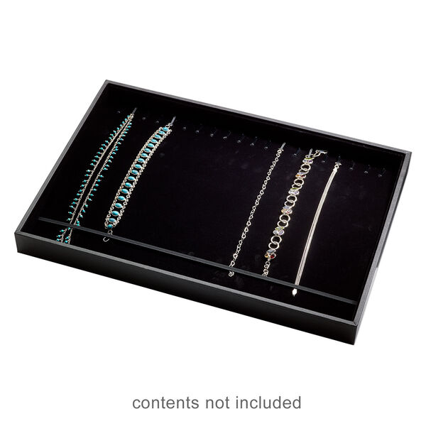 Display tray, bracelet and watch, leatherette and velveteen, black, 13-3/4 x 1-1/4 x 9-1/2 inches with insert. Sold individually. image number 1
