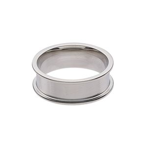 Ring, stainless steel, 8mm wide band with 5.9mm wide channel, size 10. Sold individually.