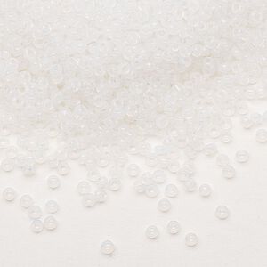 Seed bead, Miyuki, glass, pkg/250g, #11 rocaille, translucent opal (RR-550).
