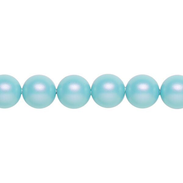 Pearl 50pk iridescent light turquoise, Crystal Passions® 8mm round 5810 image number 0