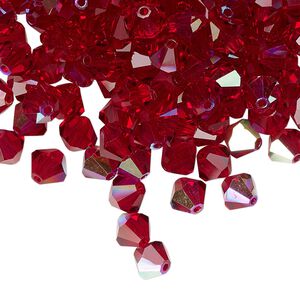 Bead 24pk Siam AB, Preciosa Czech crystal 6mm bicone