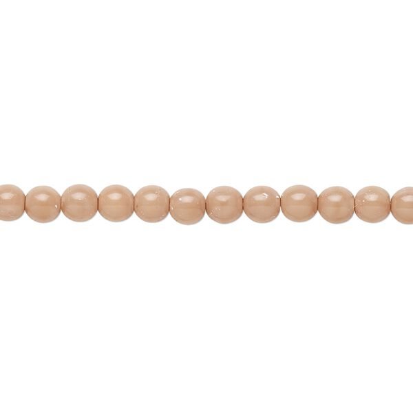 Bead, Czech dipped décor glass druk, opaque brown, 4mm round. Sold per 15-1/2" to 16" strand. image number 0