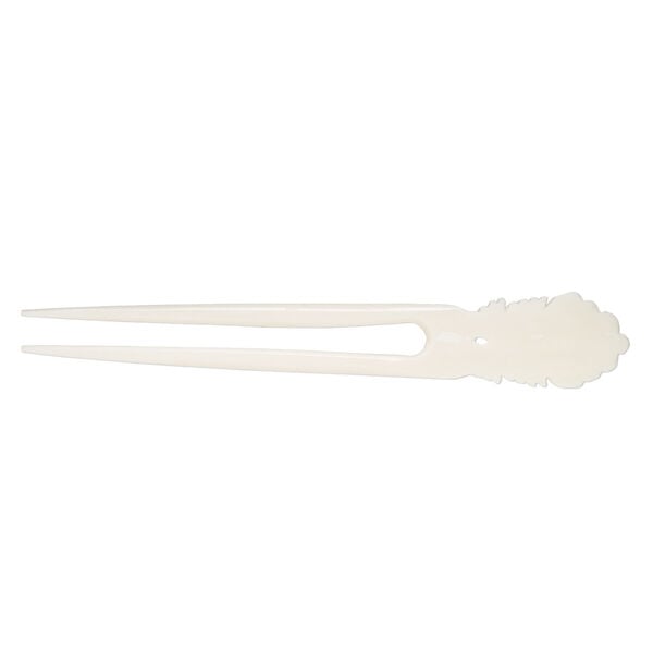 Hair stick, bone (bleached), pkg/1, 6 to 6-1/2 inches with shell. image number 1