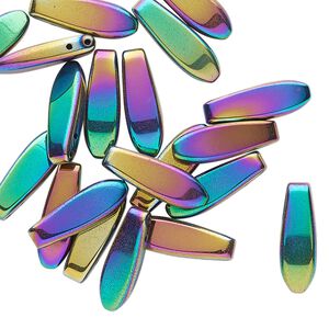 Hemalyke™ 1pkg20, electroplated top-drilled teardrop bead 14.5x5mm