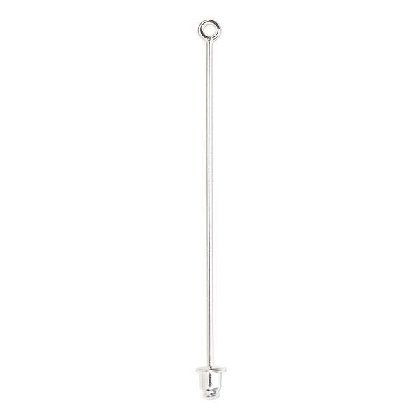 Stick pin, silver-plated brass, 2-1/2 inches with loop and open-ended clutch, 18 gauge. Sold per pkg of 10. image number 0