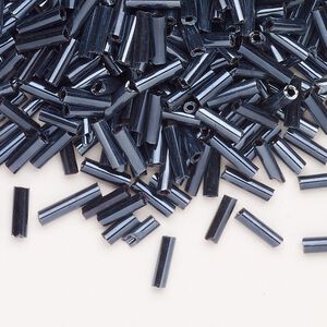 Bead, Ming Tree™, bugle bead, glass, pkg/1/4 pound, 1/4 inch, rainbow opaque grey.